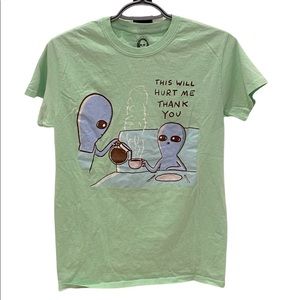 Bright green alien t-shirt